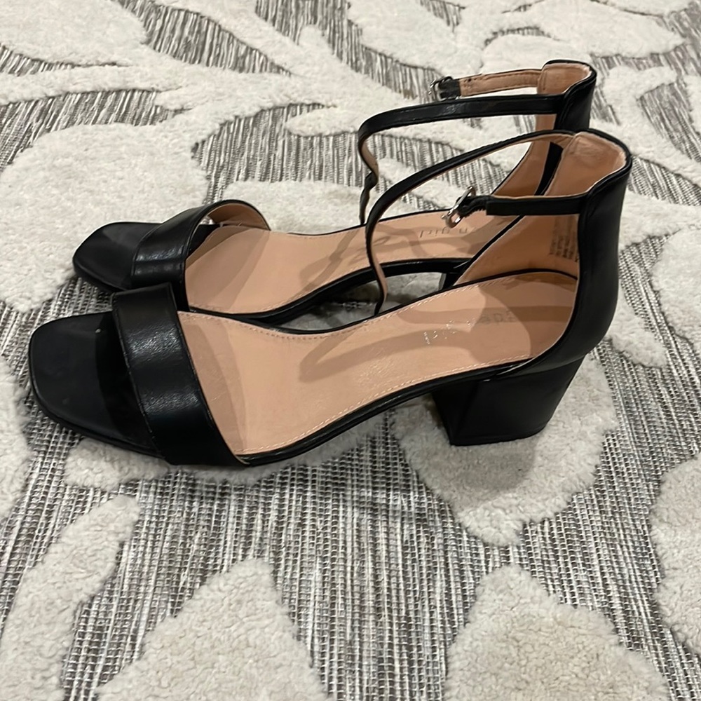 Black strap low heels